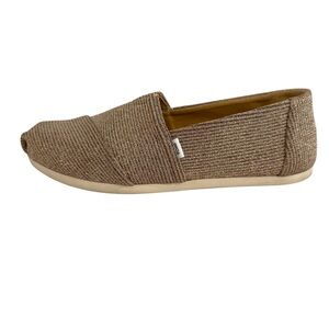 TOMS Women’s 7.5 Metallic Bronze Glitter Alpargata Slip-On Casual Shoes